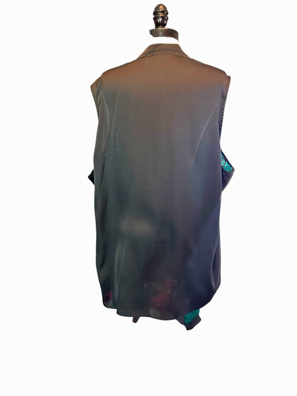 Michael Kors 3X Paisley Kimono Cardigan Teal Black Open Front Duster Plus Size - Picture 4 of 10